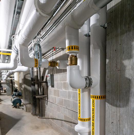 At KSU, McElroy’s replaced old piping and ducts with new, more efficient systems throughout Ackert Hall’s top three floors.