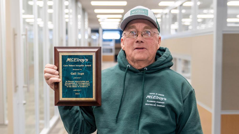 Gail Sage, McElroy’s commercial construction sheet-metal foreman, recipient of the 2023 McElroy's Core Values Integrity Award.
