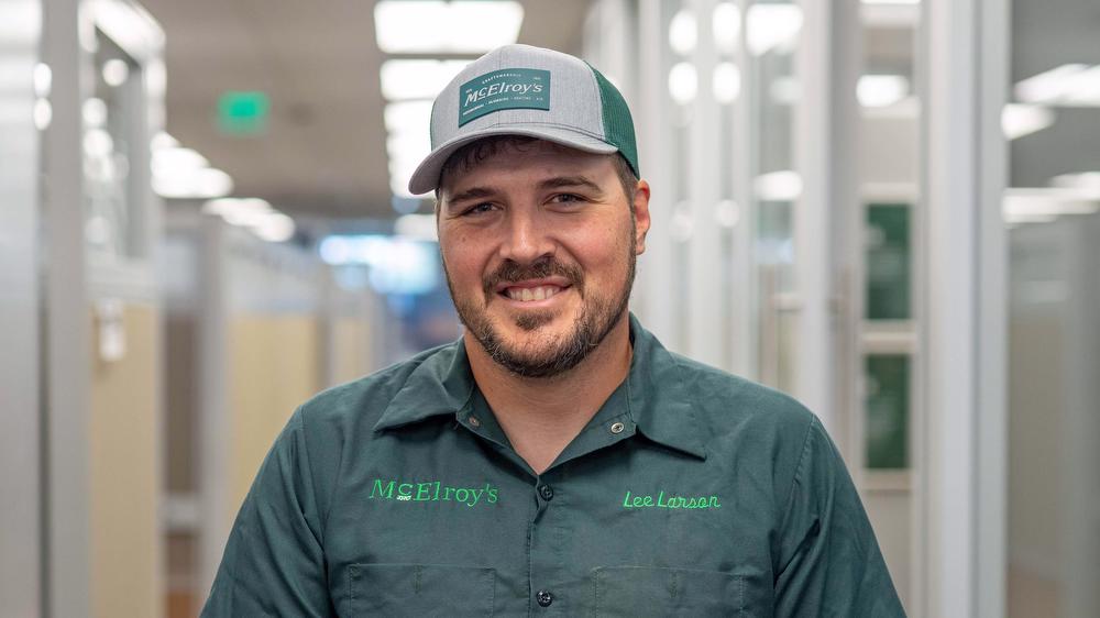 Lee Larson, McElroy’s plumber, celebrates 10 years with McElroy’s on August 31, 2025.