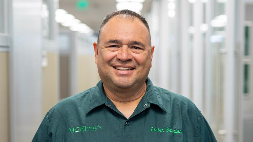 Junior Barajas, McElroy’s plumber, celebrates 20 years with McElroy’s on December 9, 2025.
