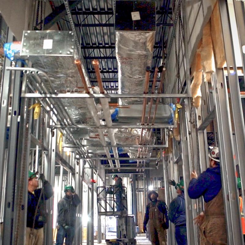 McElroy's commercial construction technicians expertly install prefabricated mechanical systems for Nutex Health.