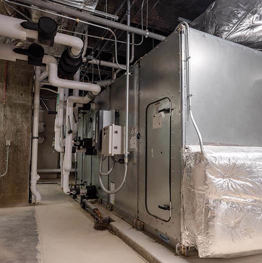 McCain Auditorium’s basement-located air handling unit.