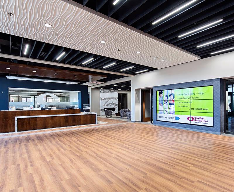CoreFirst headquarters, fully renovated main lobby..