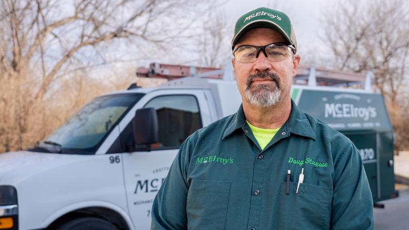 Doug Stuewe, McElroy’s commercial HVAC service tech, 10th anniversary portrait, spring, 2022.