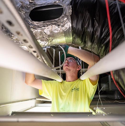 A McElroy's technician ensures that fire-and-smoke dampers work safely and reliably by conducting a scheduled inspection.