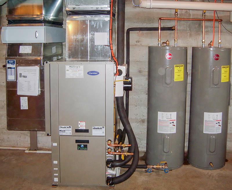 The indoor equipment for a geothermal system, installed by McElroy's.