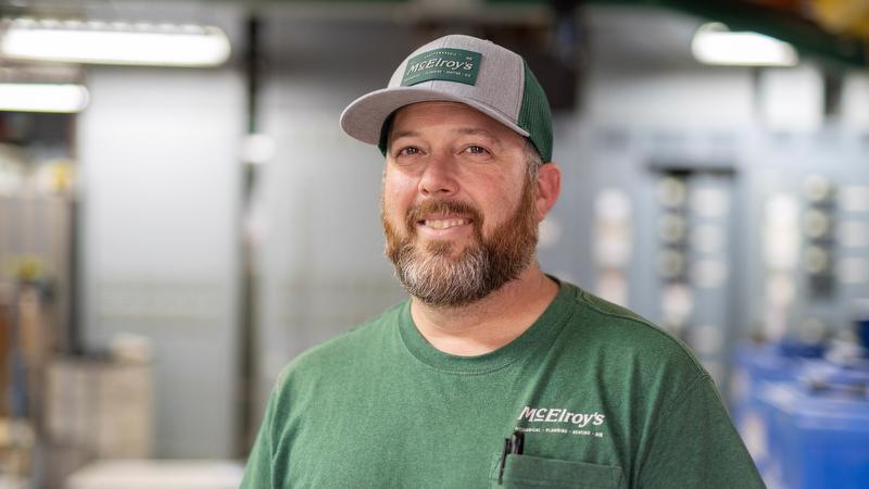 Mat Herl, McElroy’s commercial construction pipefitter, celebrates his 10th McElroy’s anniversary, December 15, 2023.
