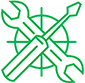 Screwdriver crossing over Wrench Icon