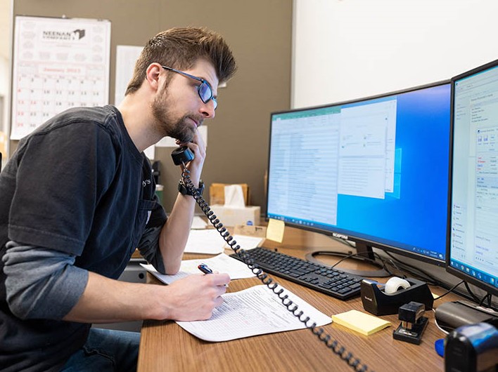 McElroy’s warehouse purchasing associate, Rawlyn Reynolds, places a detailed parts order over the phone.