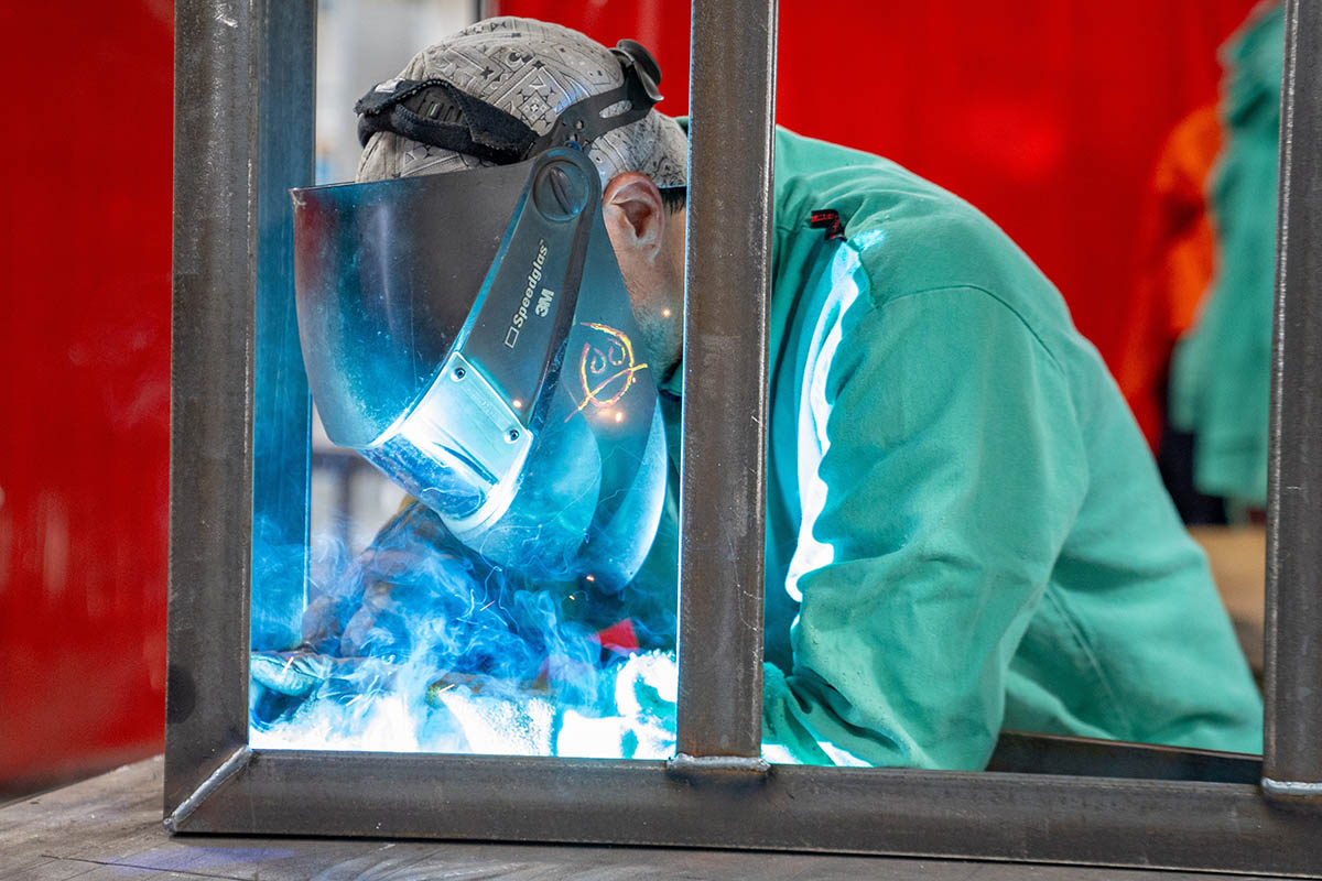 David Dechand, McElroy’s sheet-metal shop steward, works on a custom-built welding project.