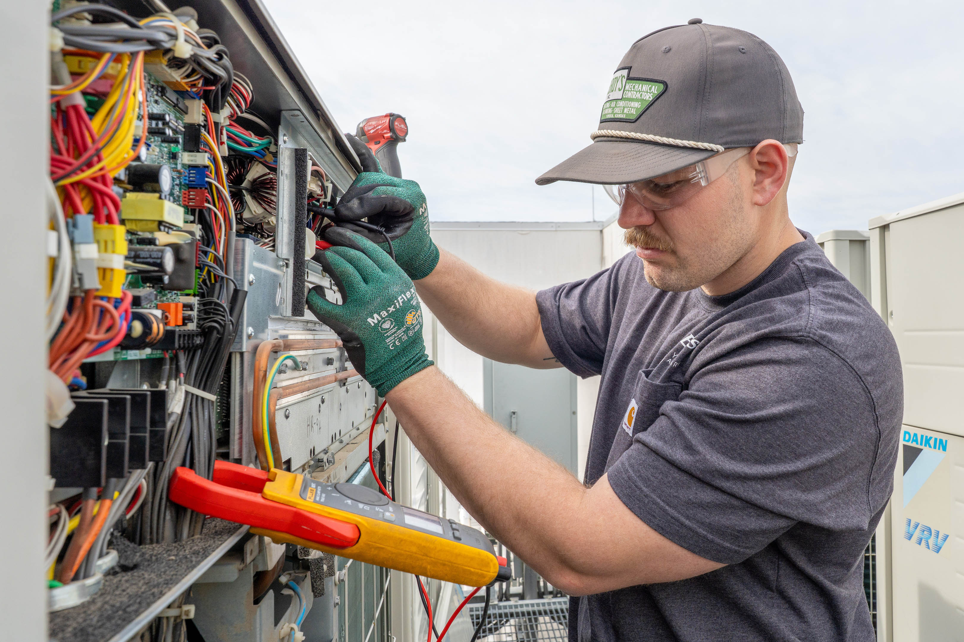 McElroy’s commercial HVAC service tech, Trevor Boudeman, services, repairs and updates commercial HVAC systems.