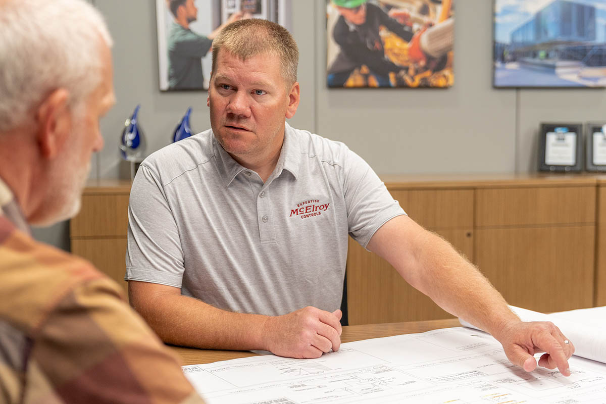 Jason Long, McElroy’s commercial HVAC service and McElroy Controls sales, discusses plans for a building automation system.